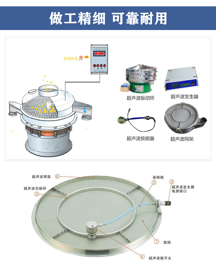 金属粉末超声波旋振筛结构