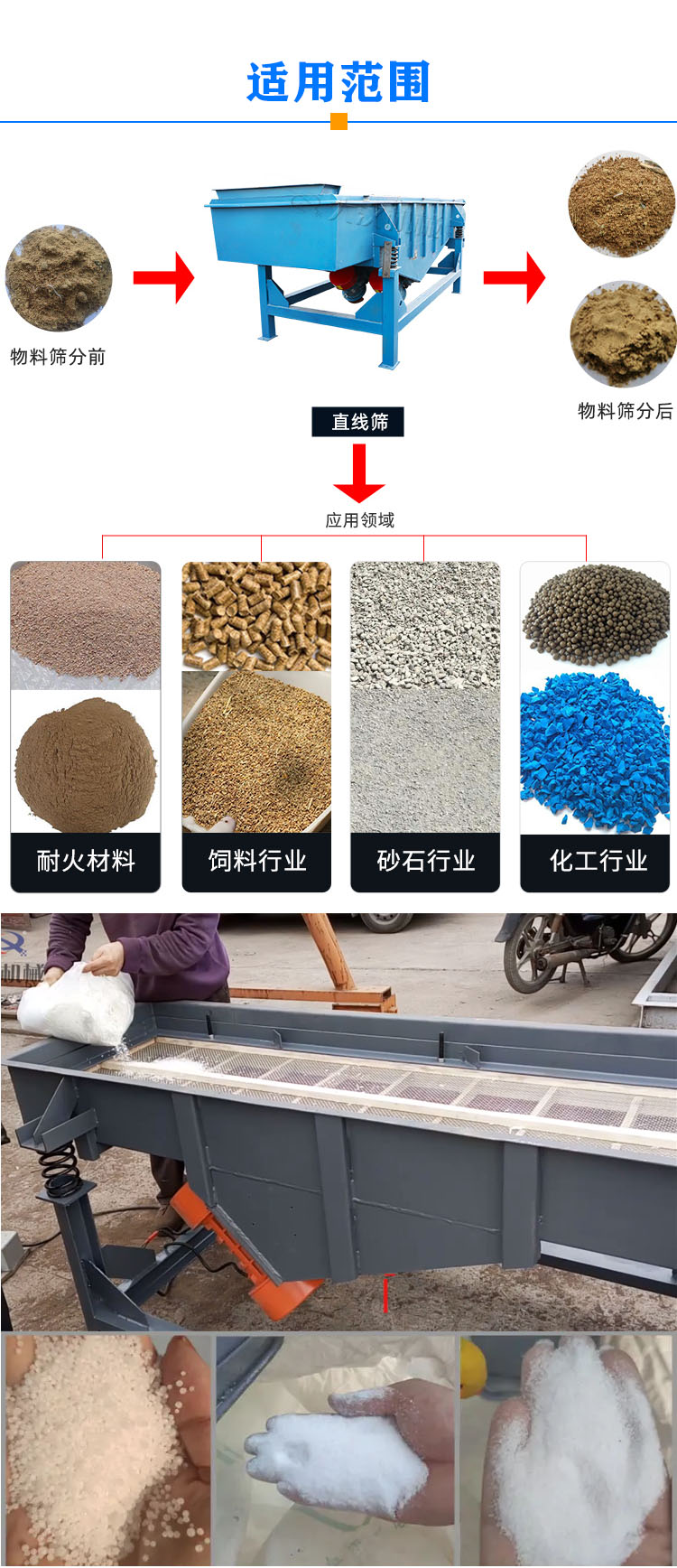 化肥颗粒振动筛适用范围