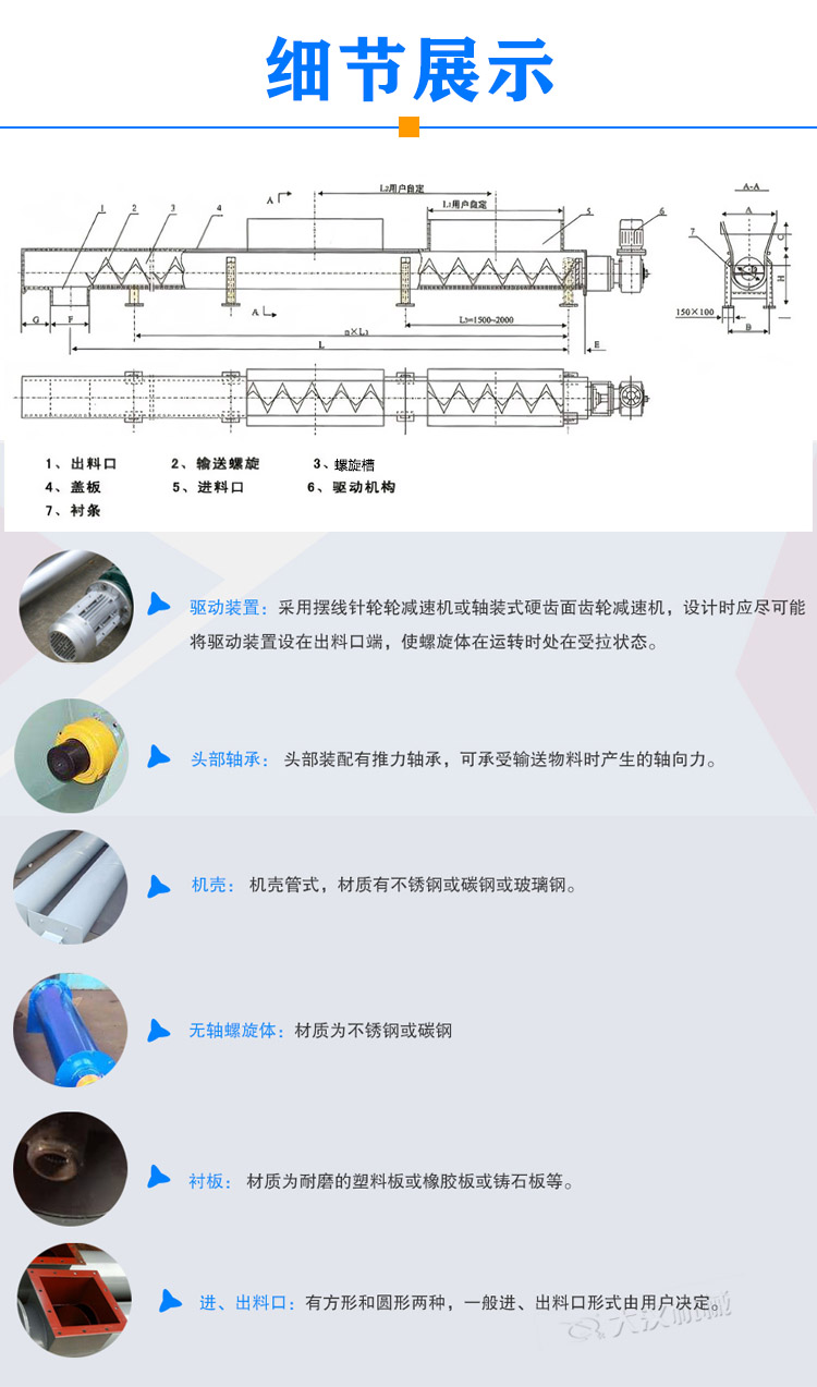 管式无轴螺旋输送机细节
