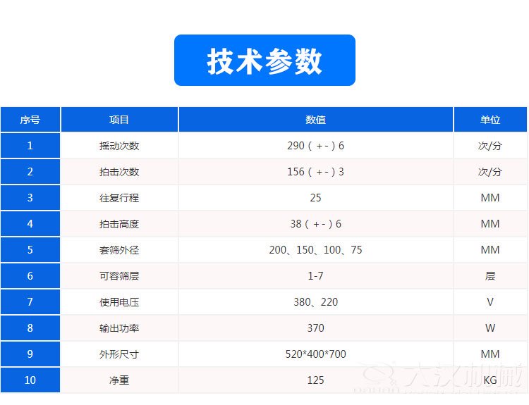 拍击筛参数