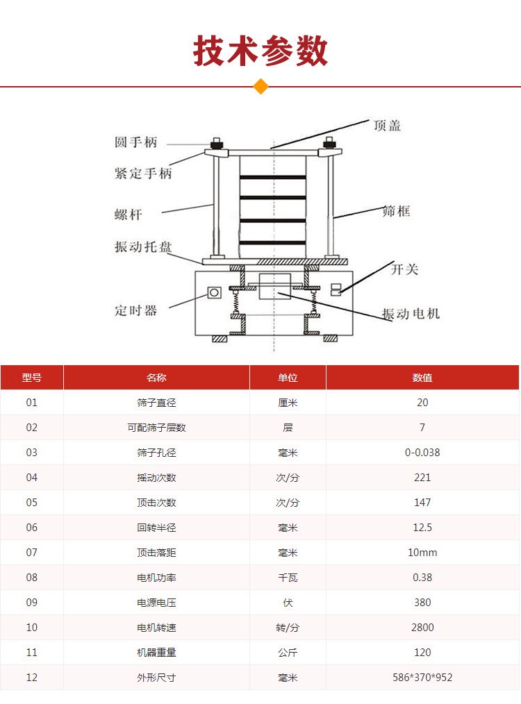 顶击式振筛机参数